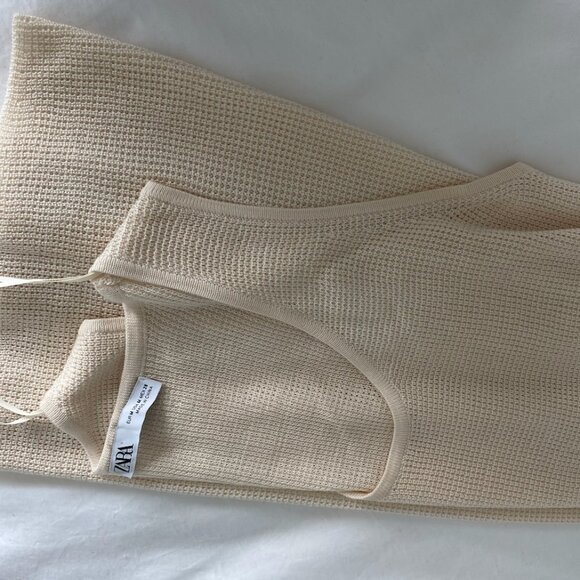 ZARA Sleeveless Waffle Weave Knit Dress SZ Medium - Picture 6 of 8